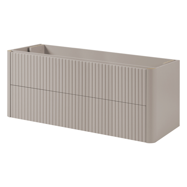 Beżowa Ryflowana Nowoczesna Szafka Łazienkowa Wisząca pod Umywalkę 120 cm Elegancka Kaszmir LINEA