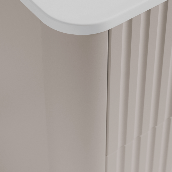 Beżowa Ryflowana Nowoczesna Szafka Łazienkowa Wisząca pod Umywalkę 120 cm Elegancka Kaszmir LINEA