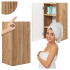 Wiszący Półsłupek Łazienkowy 68 cm Elegancki Ryflowany Nowoczesny Dąb Craft Złoty LINEA
