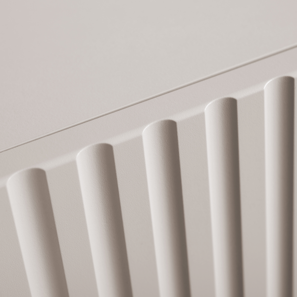 Beżowy Półsłupek Łazienkowy 68 cm Nowoczesny Wiszący Elegancki Ryflowany Kaszmir LINEA