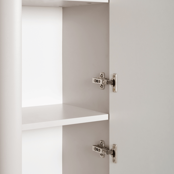 Nowoczesny Beżowy Wiszący Ryflowany Słupek Łazienkowy z Półkami 136 cm Elegancki Kaszmir LINEA