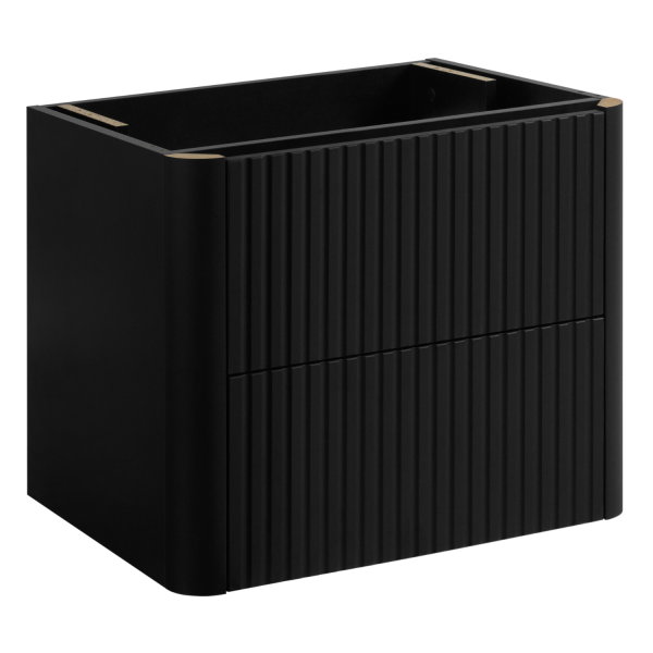 Szafka Wisząca Łazienkowa z Blatem 60 cm pod Umywalkę Nowoczesna Ryflowana Elegancka Czarna LINEA