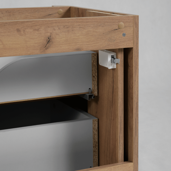 Szafka z Blatem Łazienkowa Wisząca pod Umywalkę 120 cm Ryflowana Nowoczesna Elegancka Dąb Craft Złoty LINEA