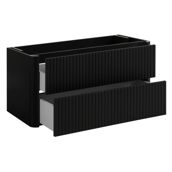 Szafka z Umywalką Łazienkowa Wisząca 100 cm Elegancka Nowoczesna Ryflowana Czarna LINEA
