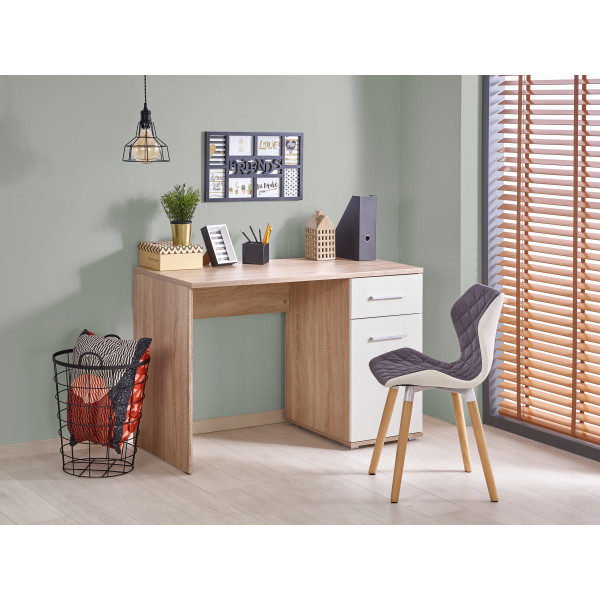Biurko Komputerowe LIMA B1 Dąb Sonoma Białe Aranżacja Biurko i Krzesło w Pokoju