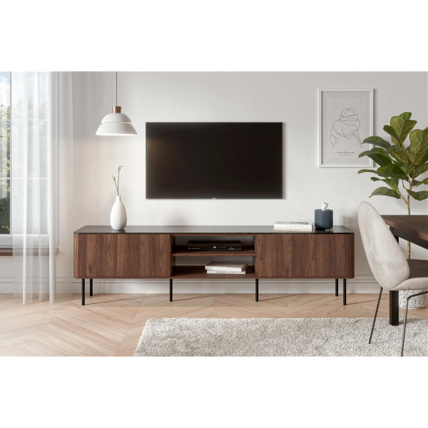 Solano Rtv-2 Stolik Rtv Orzech Warmia / Czarny Marmur