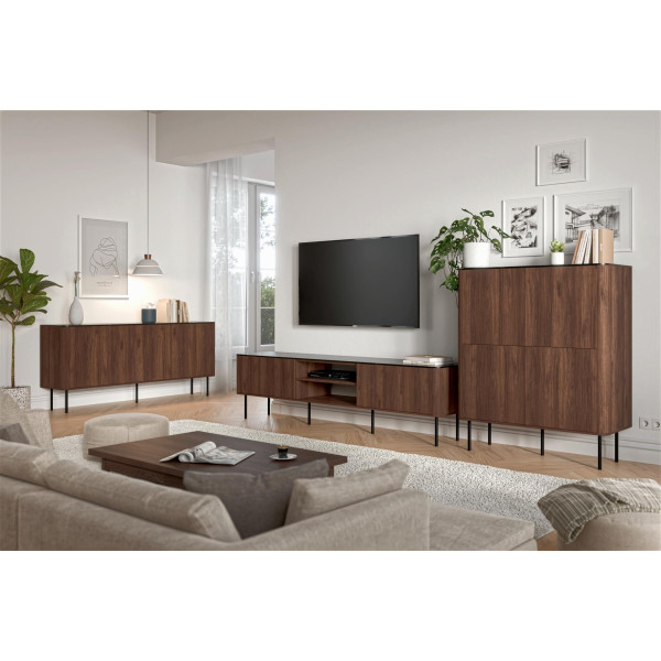 Solano Rtv-2 Stolik Rtv Orzech Warmia / Czarny Marmur