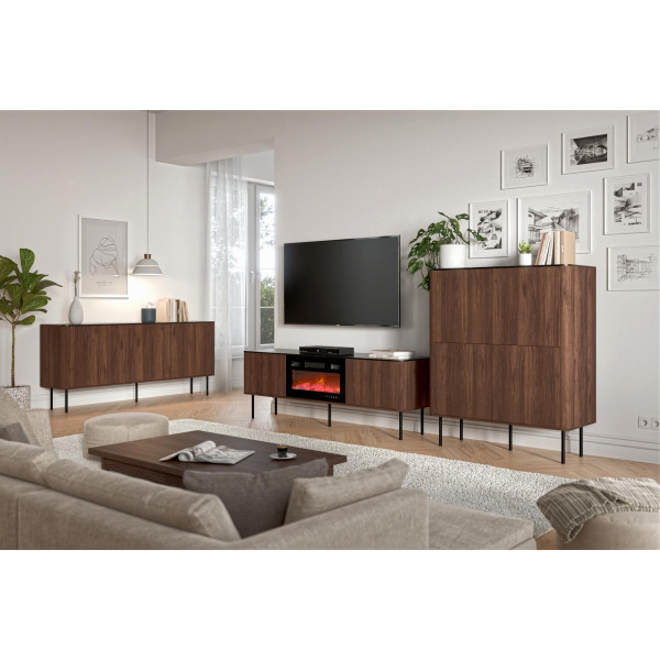 Solano Rtv-1 Stolik Rtv Orzech Warmia / Czarny Marmur