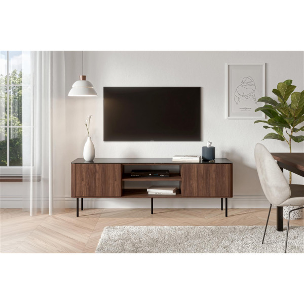 Solano Rtv-1 Stolik Rtv Orzech Warmia / Czarny Marmur