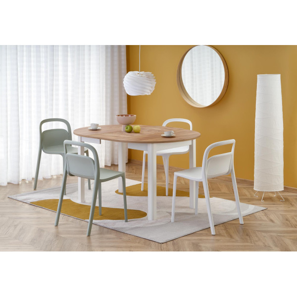 Ringo Stół Kolor Blat Dąb Craft, Nogi - Biały (102-142X102X76 Cm) Halmar