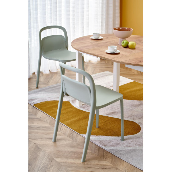Ringo Stół Kolor Blat Dąb Craft, Nogi - Biały (102-142X102X76 Cm) Halmar