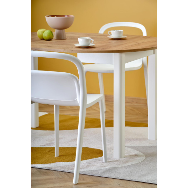 Ringo Stół Kolor Blat Dąb Craft, Nogi - Biały (102-142X102X76 Cm) Halmar