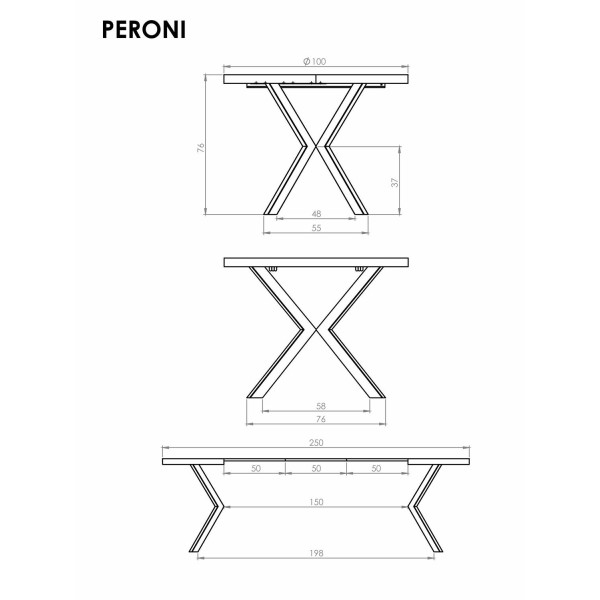 Peroni Stół Rozkładany Orzech - Czarny Halmar