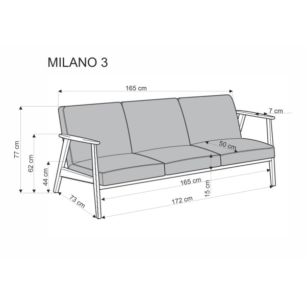 Milano 3S Sofa - Oliwkowy Tap. Castel 39 Halmar