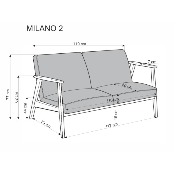 Milano 2S Sofa - Beżowy Tap. Castel 15 Halmar