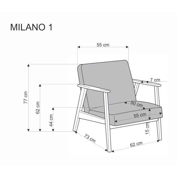 Milano 1S Fotel - Oliwkowy Tap. Castel 39 Halmar