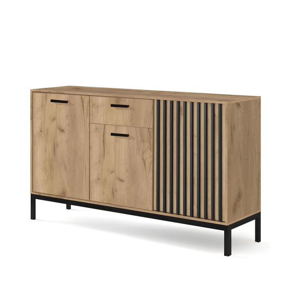 Lamino Km-1 Komoda Dąb Craft/Czarny, Nogi: Czarny