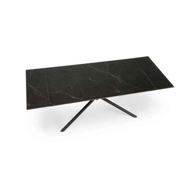 Vitorino Stół Rozkładany, Blat - Czarny Marmur, Nogi - Czarny Halmar