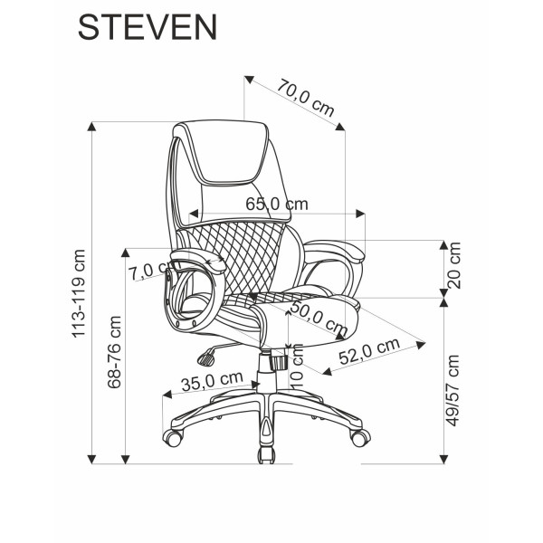 Steven Fotel Gabinetowy Czarny / Popielaty Halmar