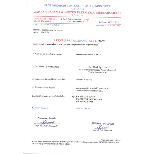 Sonar Fotel Gabinetowy Czarny Halmar