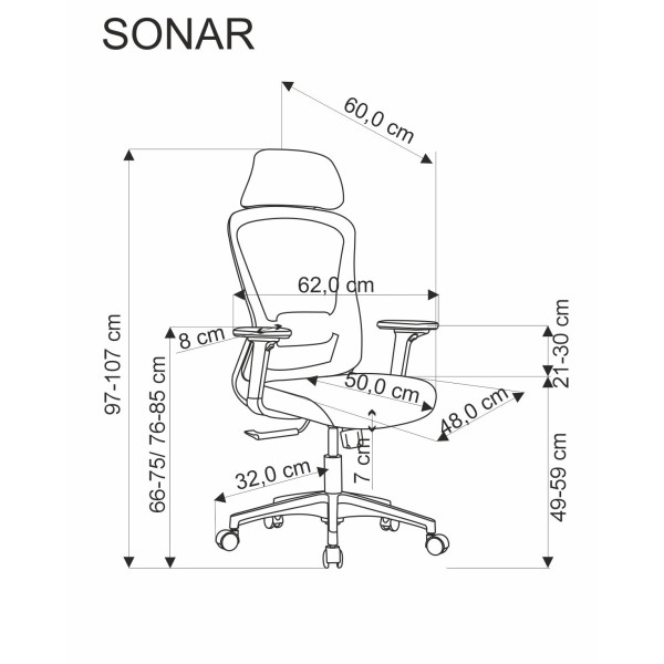 Sonar Fotel Gabinetowy Czarny Halmar