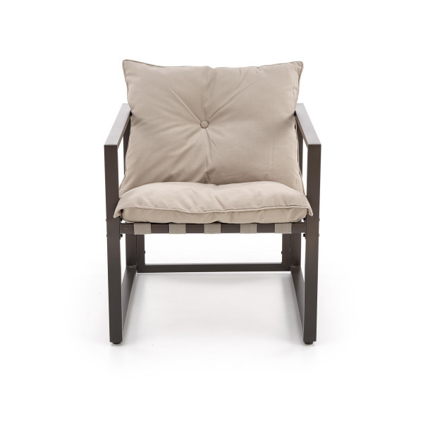 Shark Zestaw Ogrodowy ( Sofa + Fotel 2X + Ława ), Ciemny Brąz / Cappuccino Halmar