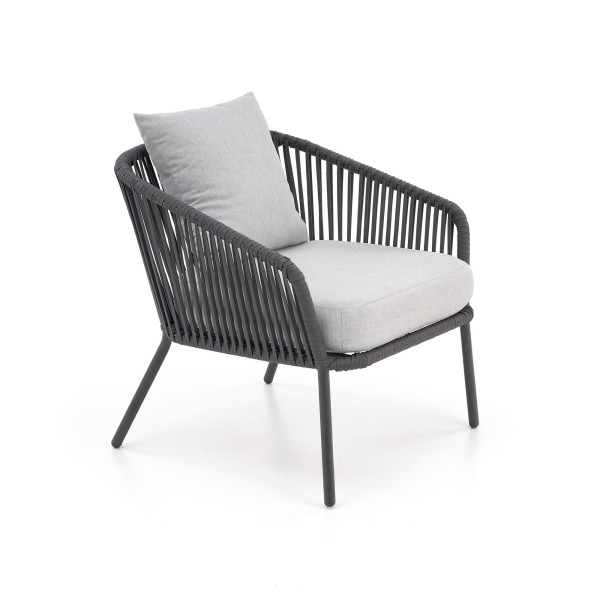 Rocca Zestaw Ogrodowy ( Sofa + Fotel 2X + Ława ), Ciemny Popiel / Jasny Popiel Halmar