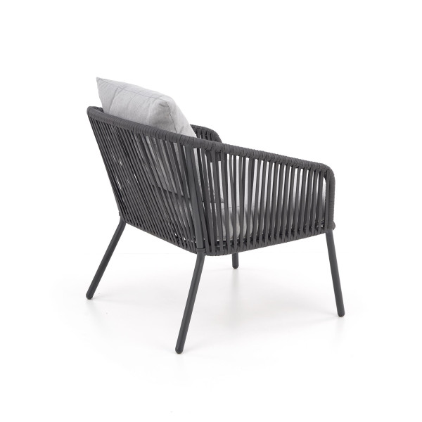 Rocca Zestaw Ogrodowy ( Sofa + Fotel 2X + Ława ), Ciemny Popiel / Jasny Popiel Halmar
