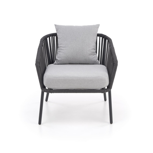Rocca Zestaw Ogrodowy ( Sofa + Fotel 2X + Ława ), Ciemny Popiel / Jasny Popiel Halmar