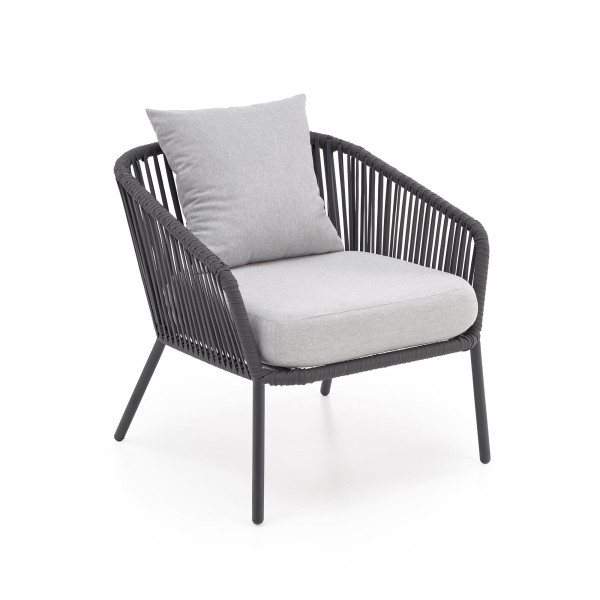 Rocca Zestaw Ogrodowy ( Sofa + Fotel 2X + Ława ), Ciemny Popiel / Jasny Popiel Halmar