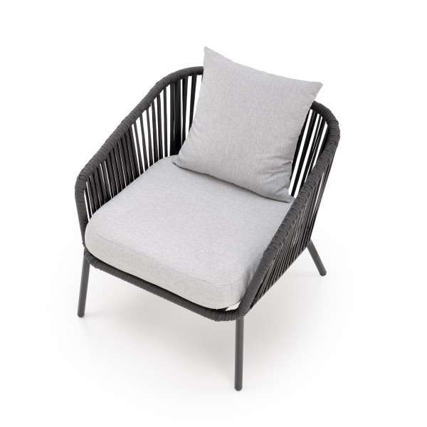 Rocca Zestaw Ogrodowy ( Sofa + Fotel 2X + Ława ), Ciemny Popiel / Jasny Popiel Halmar