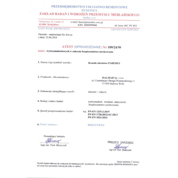 Paredes Fotel Gabinetowy Czarny ) Halmar