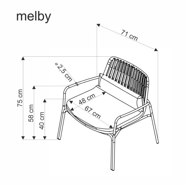 Melby Fotel Wypoczynkowy, Stelaż - Biały, Tapicerka - Popielaty Halmar