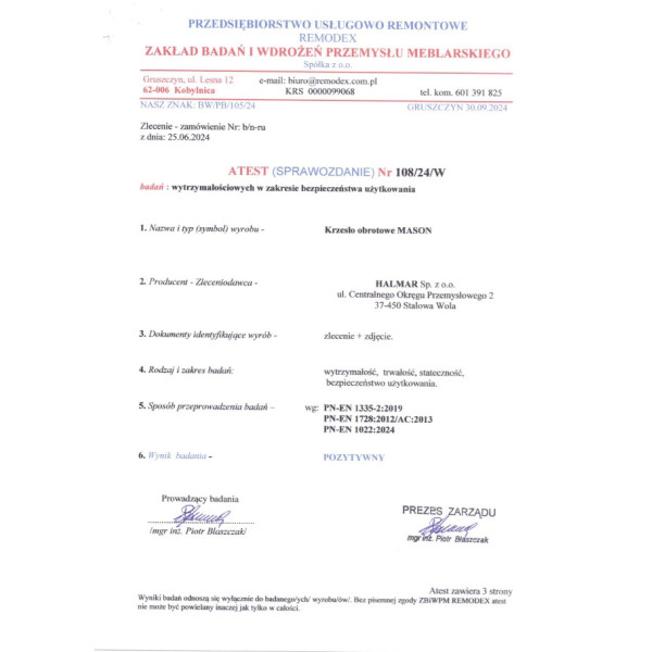 Mason Fotel Gabinetowy Czarny Halmar