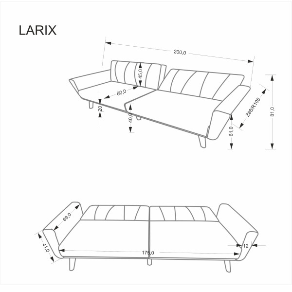 Larix Sofa Popielaty Halmar