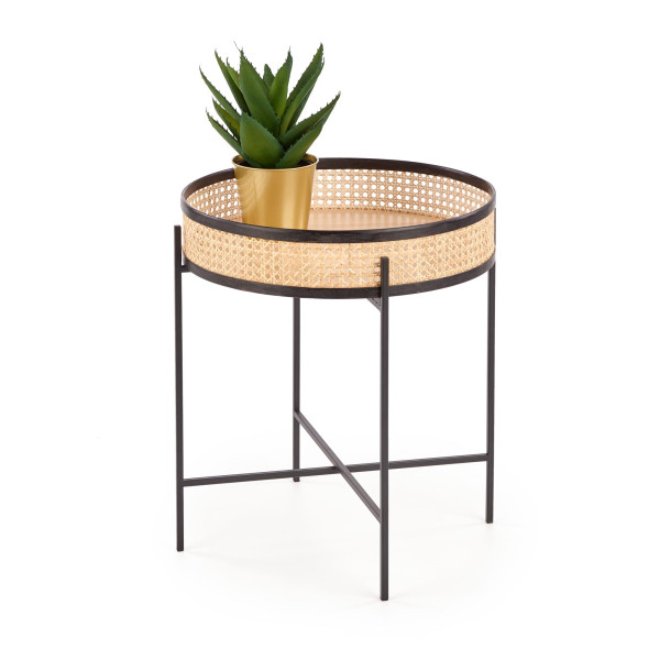 Lanipa Ława Czarny / Rattan Naturalny Halmar