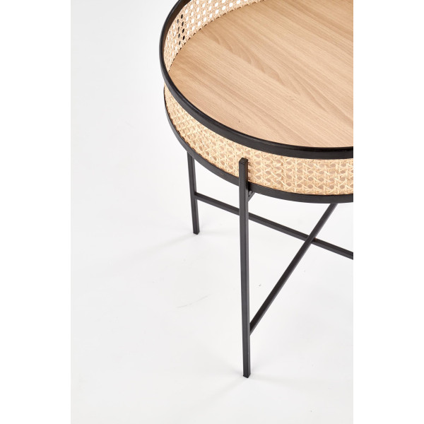 Lanipa Ława Czarny / Rattan Naturalny Halmar