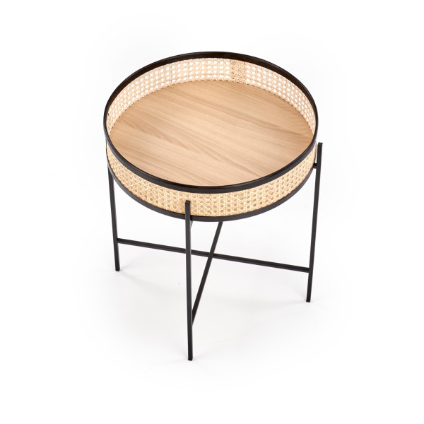 Lanipa Ława Czarny / Rattan Naturalny Halmar