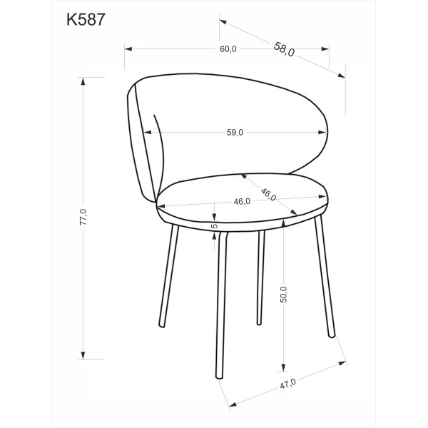 K587 Krzesło, Popielaty Halmar