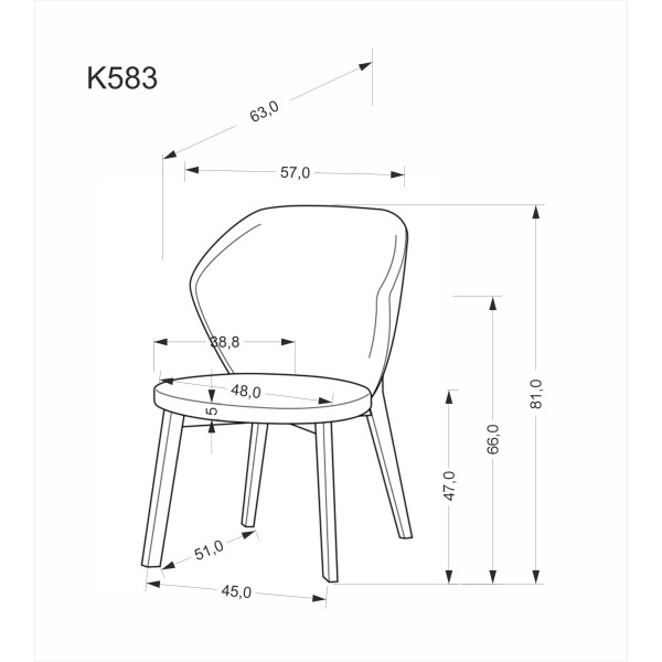 K583 Krzesło, Orzechowy / Brązowy / Beżowy Halmar