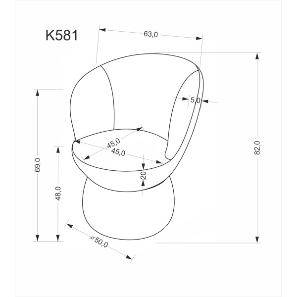 K581 Krzesło Popielaty Halmar
