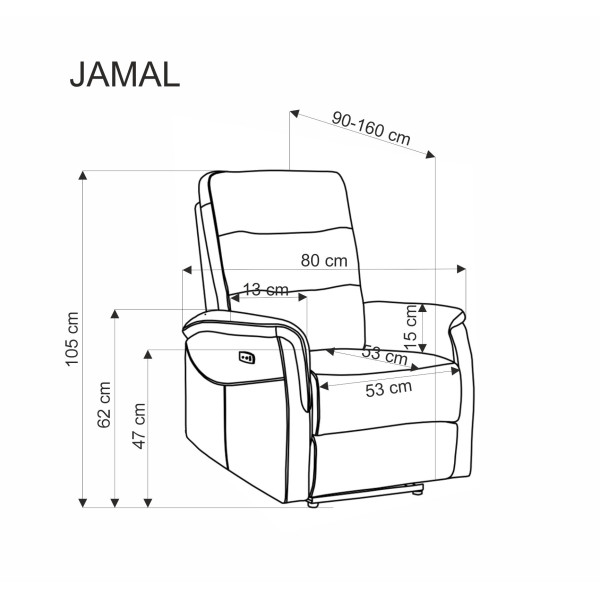 Jamal Fotel Wypoczynkowy Popielaty Halmar