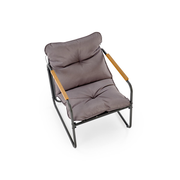 Hudson, Zestaw Ogrodowy ( Sofa, Fotel 2X, Ława ), Popielaty / Brązowy Halmar