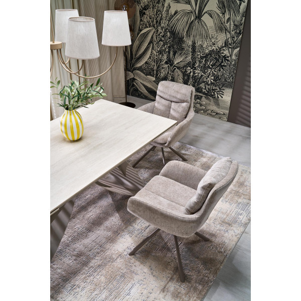 Hilario Stół Rozkładany, Blat - Jasny Trawertyn, Nogi - Kaszmir Halmar