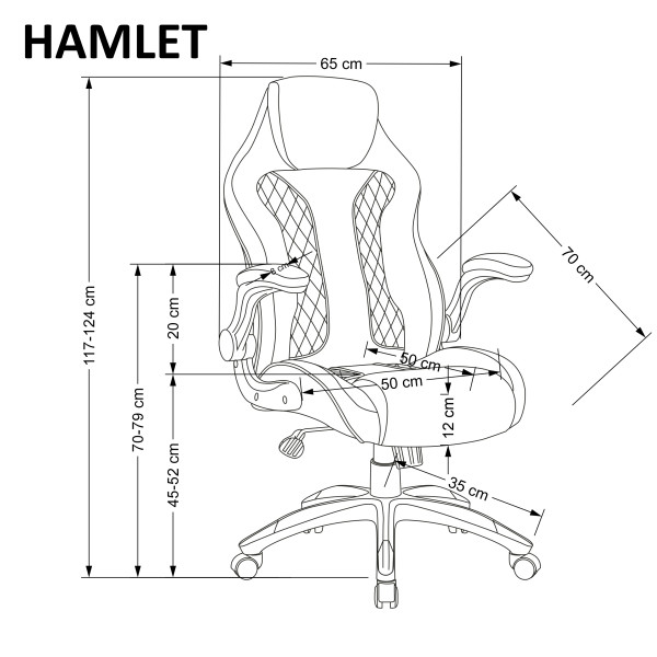 Hamlet Fotel Gabinetowy Czarny / Popielaty Halmar