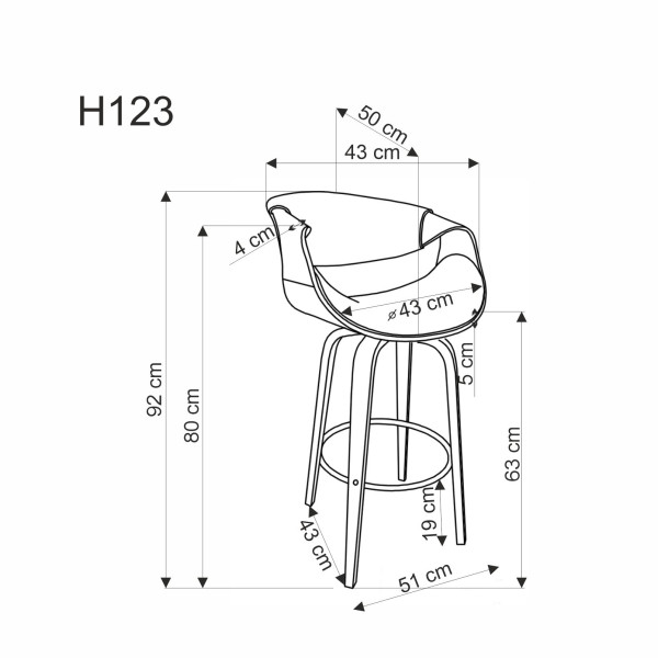 H123 Hoker Popielaty / Orzechowy Halmar