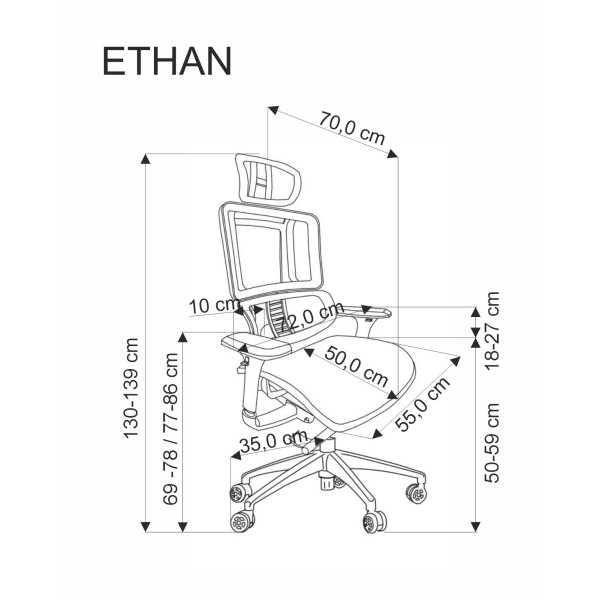 Ethan Fotel Gabinetowy Popielaty Halmar