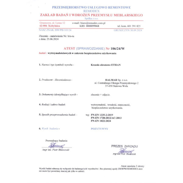 Ethan Fotel Gabinetowy Popielaty Halmar