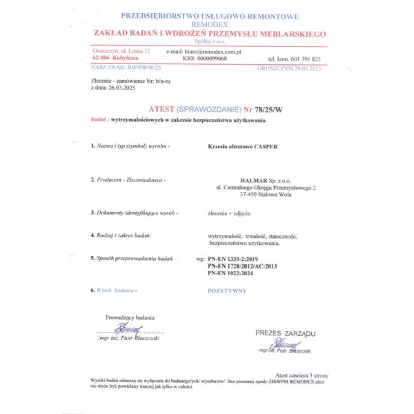 Casper Fotel Gabinetowy Czarny Halmar