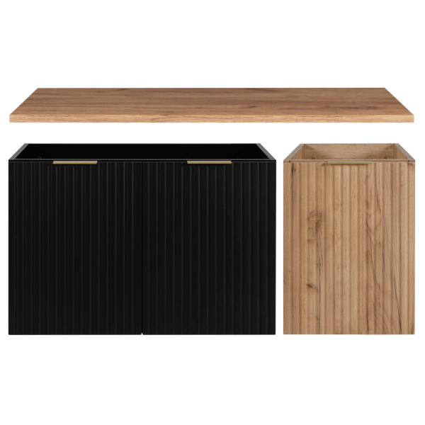 Szafka pod Umywalkę 120 cm Czarna  Dąb FLOW Front